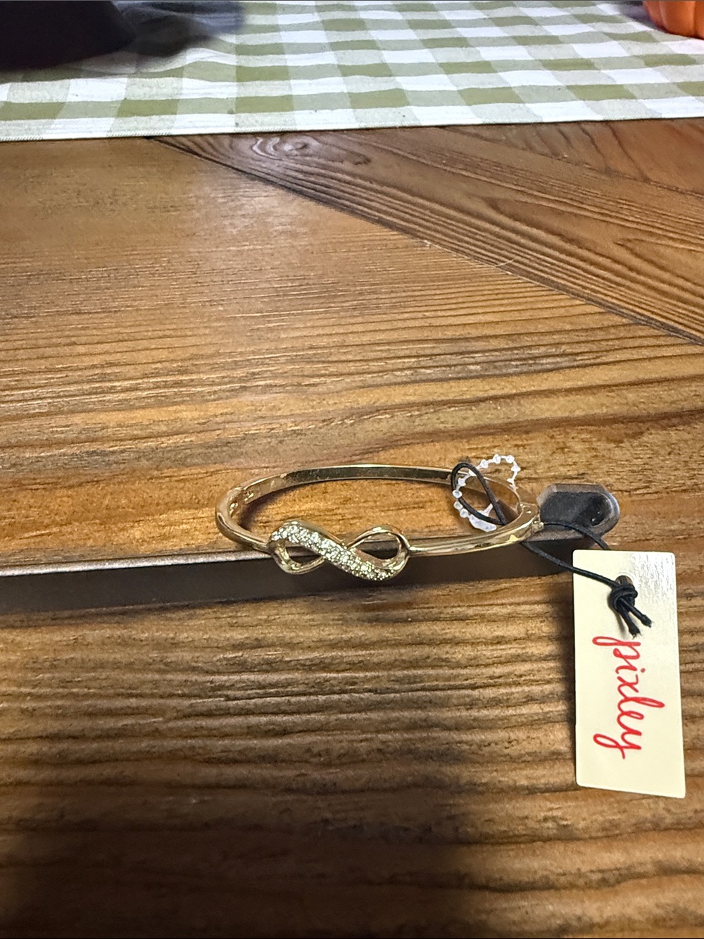 Pixley Gold Infinity Crystal Bangle